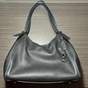 Black leather coach handbag